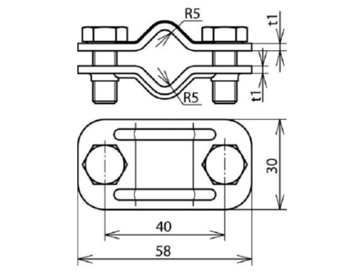 Dimensional drawing 2 Dehn 459 029 Lightning protection disconnect clamp

