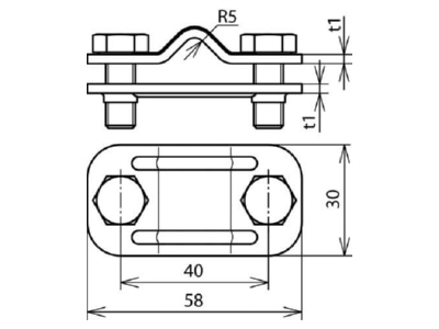 Dimensional drawing 2 Dehn 459 039 Lightning protection disconnect clamp
