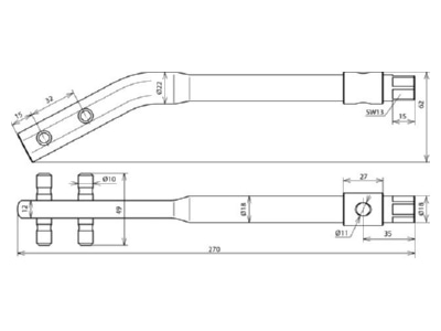 Dimensional drawing 1 Dehn 595 000 Straightening tool
