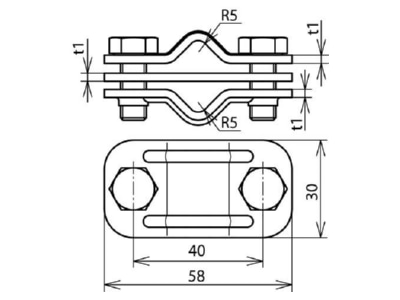 Dimensional drawing 2 Dehn 459 129 Lightning protection disconnect clamp
