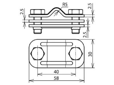 Dimensional drawing 1 Dehn 459 139 Lightning protection disconnect clamp
