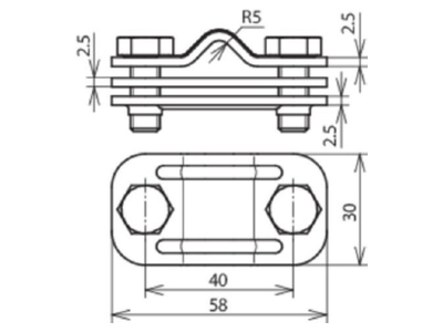 Dimensional drawing 2 Dehn 459 139 Lightning protection disconnect clamp
