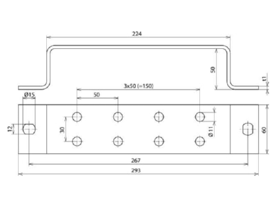 Mazeichnung 1 Dehn ES 2X4AP 10 V2A Erdungsschiene NIRO f Pot ausgl  2x4 Ans