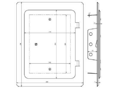 Dimensional drawing 2 Dehn 476 020 Inspection door for lightning protection
