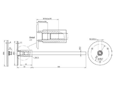 Dimensional drawing 3 Dehn 478 019 Embedded rebar ground termination point