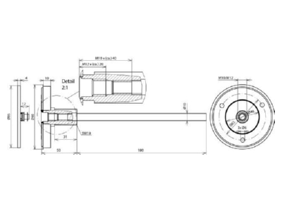 Dimensional drawing 1 DEHN 478 200 Embedded rebar ground termination point
