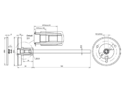 Dimensional drawing 2 DEHN 478 200 Embedded rebar ground termination point
