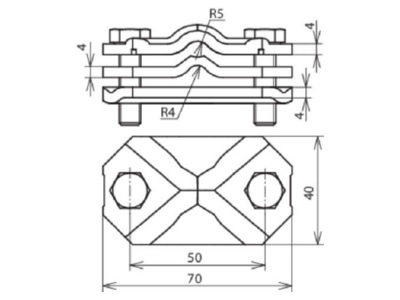 Dimensional drawing 1 Dehn 454 000 Lightning protection disconnect clamp
