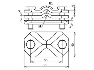 Dimensional drawing 2 Dehn 454 000 Lightning protection disconnect clamp
