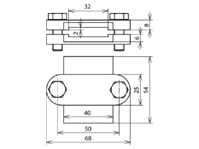 Dimensional drawing 1 Dehn 455 000 Parallel connector lightning protection
