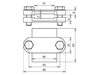 Dimensional drawing 2 Dehn 455 000 Parallel connector lightning protection
