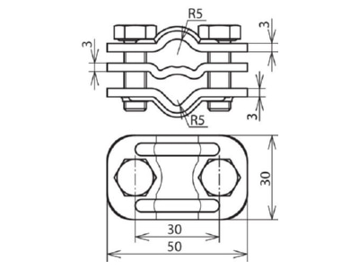 Dimensional drawing 2 Dehn 459 003 Lightning protection disconnect clamp
