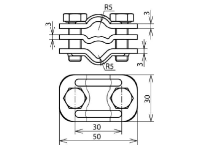Dimensional drawing 3 Dehn 459 003 Lightning protection disconnect clamp