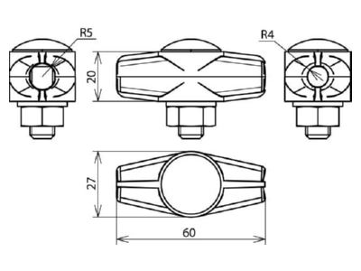 Dimensional drawing 2 Dehn 463 010 Lightning protection disconnect clamp