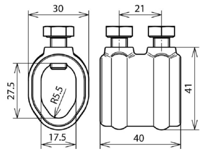 Dimensional drawing 1 Dehn 450 000 Lightning protection disconnect clamp
