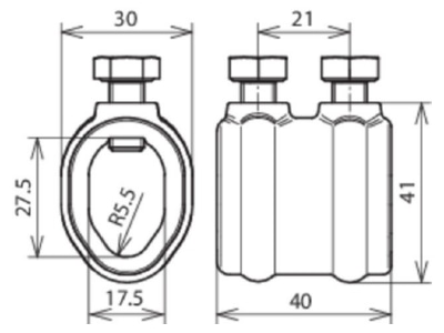 Dimensional drawing 3 Dehn 450 000 Lightning protection disconnect clamp