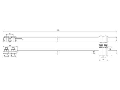 Dimensional drawing 1 Dehn 480 150 Lead in earthing rod 16x1500mm
