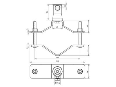 Dimensional drawing 1 Dehn 106 353 Tube clamp for lightning protection
