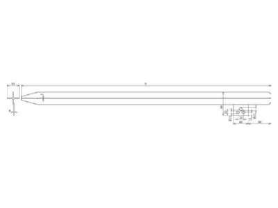 Dimensional drawing 3 DEHN 635 100 Earth rod 1000mm