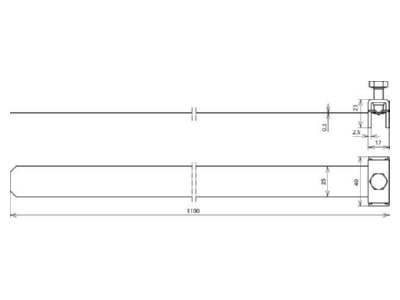 Dimensional drawing 1 Dehn 106 323 Tube clamp 90   300mm
