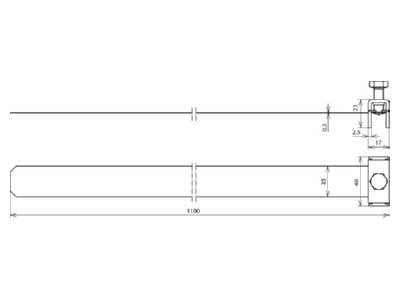 Dimensional drawing 3 Dehn 106 323 Tube clamp 90   300mm