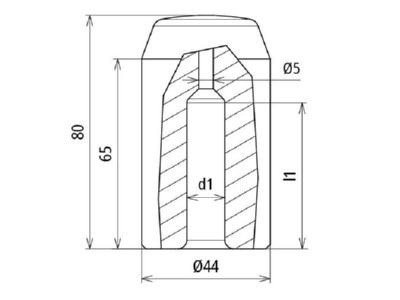 Dimensional drawing 2 Dehn 620 002 Impact head for earthing rod