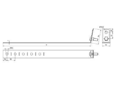 Dimensional drawing 3 Dehn 423 011 Tube clamp for lightning protection