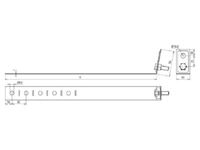 Dimensional drawing 1 Dehn 423 019 Tube clamp for lightning protection
