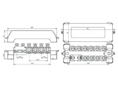 Mazeichnung 1 Dehn PAS 11AK Potentialausgleichschiene K12 10x2 5 95 Rd10