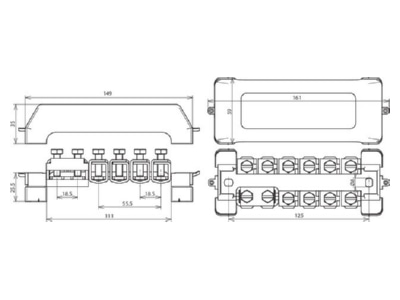 Mazeichnung 2 Dehn PAS 11AK Potentialausgleichschiene K12 10x2 5 95 Rd10