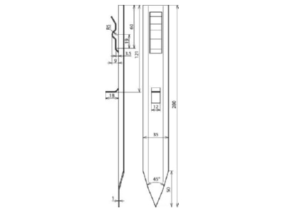 Dimensional drawing 3 Dehn AH FE RF Accessory for lightning protection