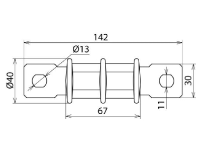 Dimensional drawing 1 Dehn DSFS Spark gap for lighting protection
