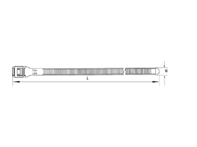 Dimensional drawing 2 Hellermann Tyton PE530 HS BK C1 Cable tie 9x535mm black