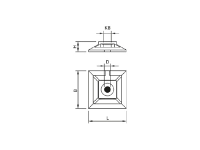 Dimensional drawing Cellpack KZB2K 4 8 tr Mounting element for cable tie