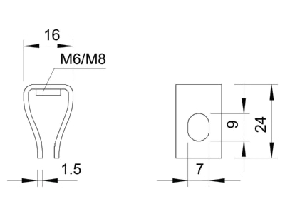 Dimensional drawing 2 OBO 2083 M6 G Screw hook