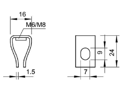 Dimensional drawing 1 OBO 2083 M8 G Screw hook
