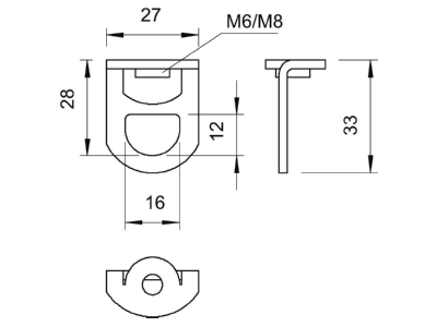 Dimensional drawing 1 OBO 2990 M8 G Lifting eye nut M8
