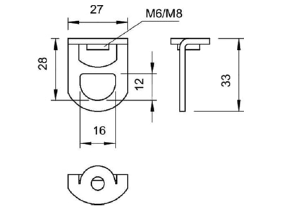 Dimensional drawing 2 OBO 2990 M8 G Lifting eye nut M8