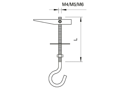 Dimensional drawing 1 OBO 455 M5x100 G Toggle fixing with ceiling hook 100x5
