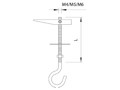Dimensional drawing 2 OBO 455 M5x100 G Toggle fixing with ceiling hook 100x5