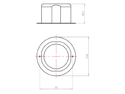 Dimensional drawing Kaiser 1040 01 Sealing insert for built in installation
