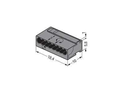 Dimensional drawing WAGO 243 208 Screw less terminal