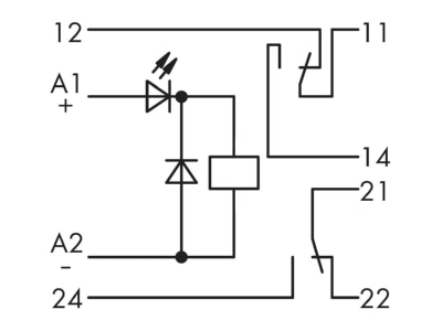 Circuit diagram WAGO 286 312 Switching relay DC 24V 7A
