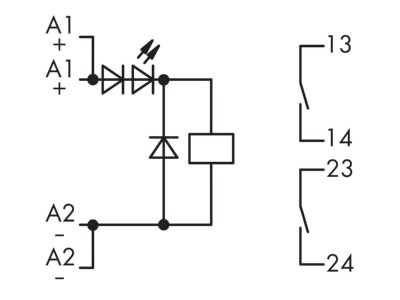Circuit diagram WAGO 286 328 Switching relay DC 24V 6A
