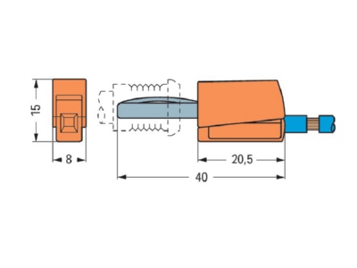 Dimensional drawing WAGO 215 211 Test plug terminal block