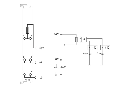 Schaltbild WAGO 750 610 Potentialeinspeisung DC24V Sicherungshalt