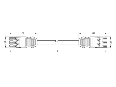 Dimensional drawing WAGO 771 9993 006 301 Patch cord building installation 3 pole