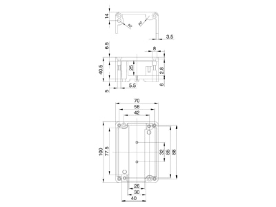 Dimensional drawing Weidmueller KLIPPON K2 Surface mounted box 45x100mm