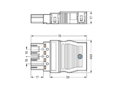 Ma�zeichnung 1 WAGO 770 134 Stecker 2x0 5 4mmq weiss