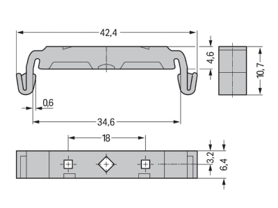 Dimensional drawing WAGO 209 120 Mounting base for terminal